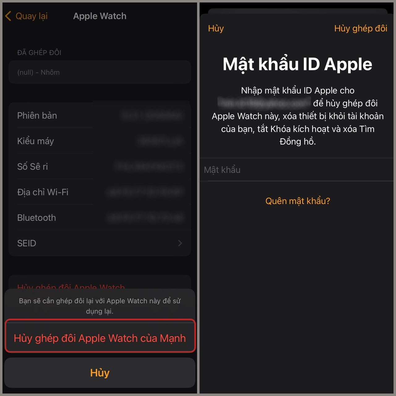 Cách thoát iCloud cho Apple Watch bước 3